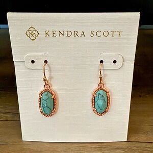 Kendra Scott Lee Rose Gold Drop Earrings In Turquoise - NWT